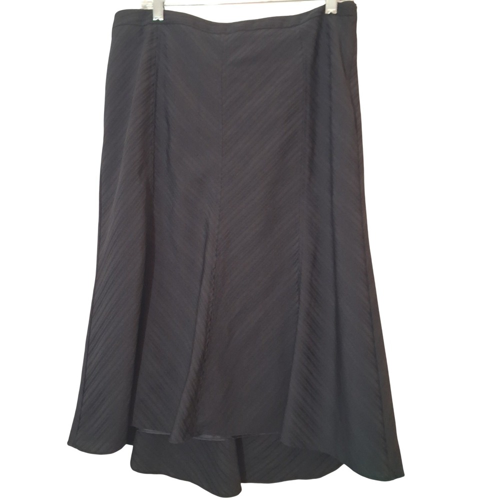 Style & Co Black Ribbed Chevron High Low Midi Skirt Size 12 Vintage